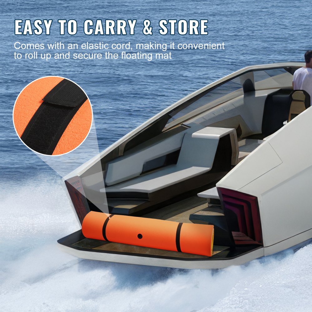 Bostome 12x6 FT floating water mat in orange and yellow, made of thick XPE foam for stability.