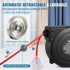 Retractable Extension Cord Reel Power Cord Reel 50FT 14AWG/3C SJTOW