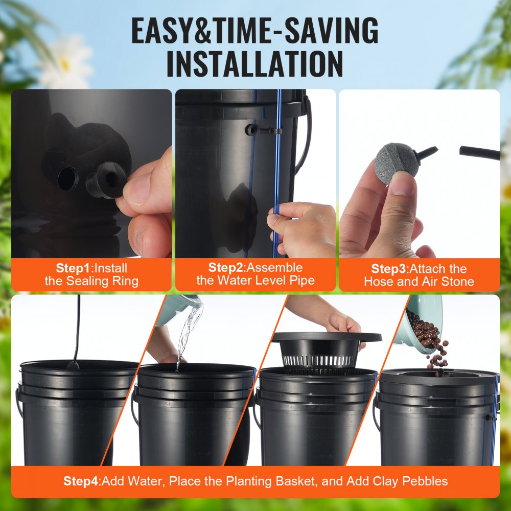 DWC Hydroponics Grow System Deep Water Culture with Top Drip 1 Bucket 5Gal