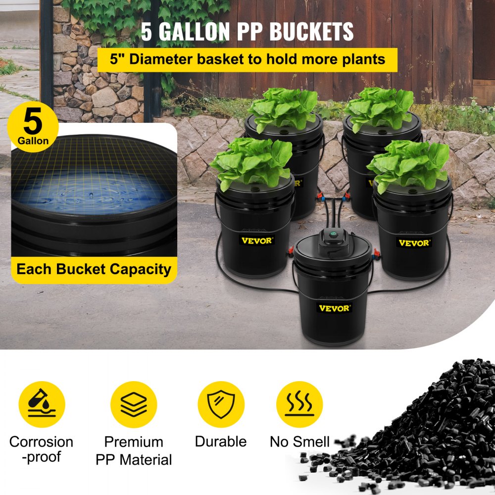 Hydroponics Deep Water Culture DWC Hydroponic System 5 Gallon 5 Buckets