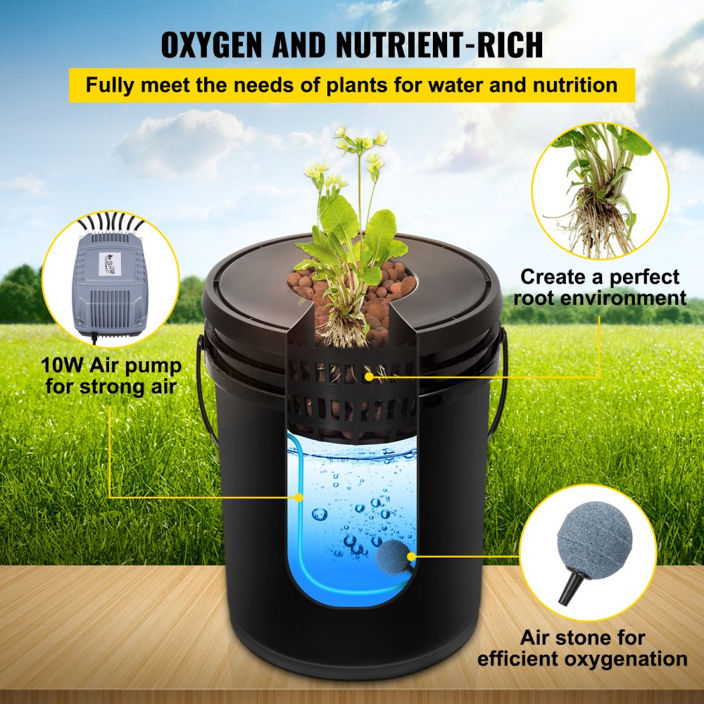 Hydroponics Deep Water Culture DWC Hydroponic System 5 Gallon 5 Buckets