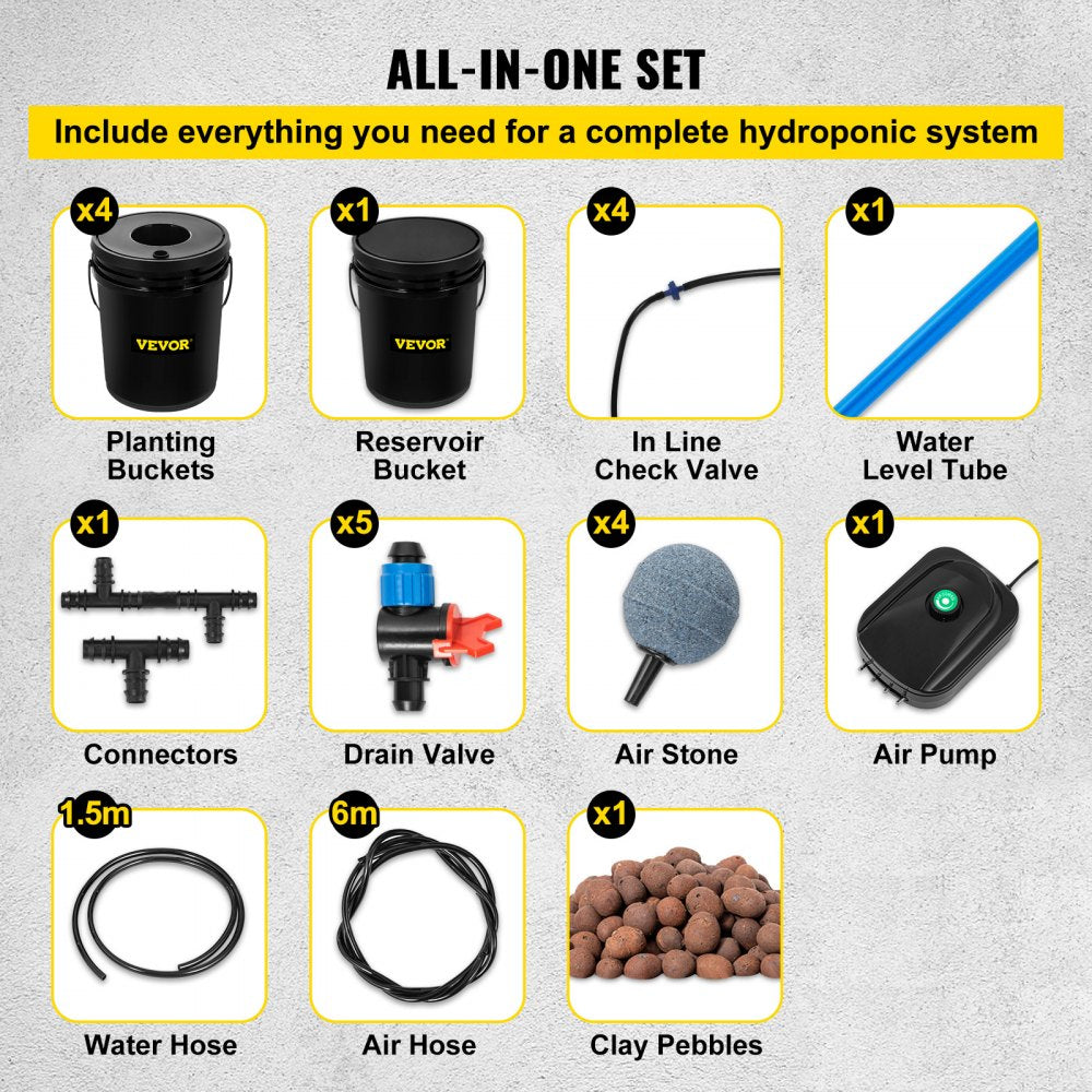 Hydroponics Deep Water Culture DWC Hydroponic System 5 Gallon 5 Buckets