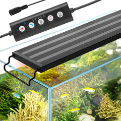 Aquarium Light, 14W Full Spectrum Fish Tank Light with 5 Levels Adjustable Brightness, Adjustable Timer and Power-Off Memory, with ABS Shell Extendable Brackets for 18"-24" Freshwater Fish Tank
