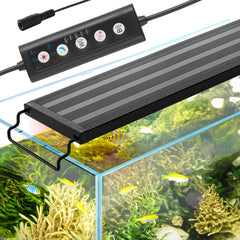 Aquarium Light, 14W Full Spectrum Fish Tank Light with 5 Levels Adjustable Brightness, Adjustable Timer and Power-Off Memory, with ABS Shell Extendable Brackets for 18"-24" Freshwater Fish Tank