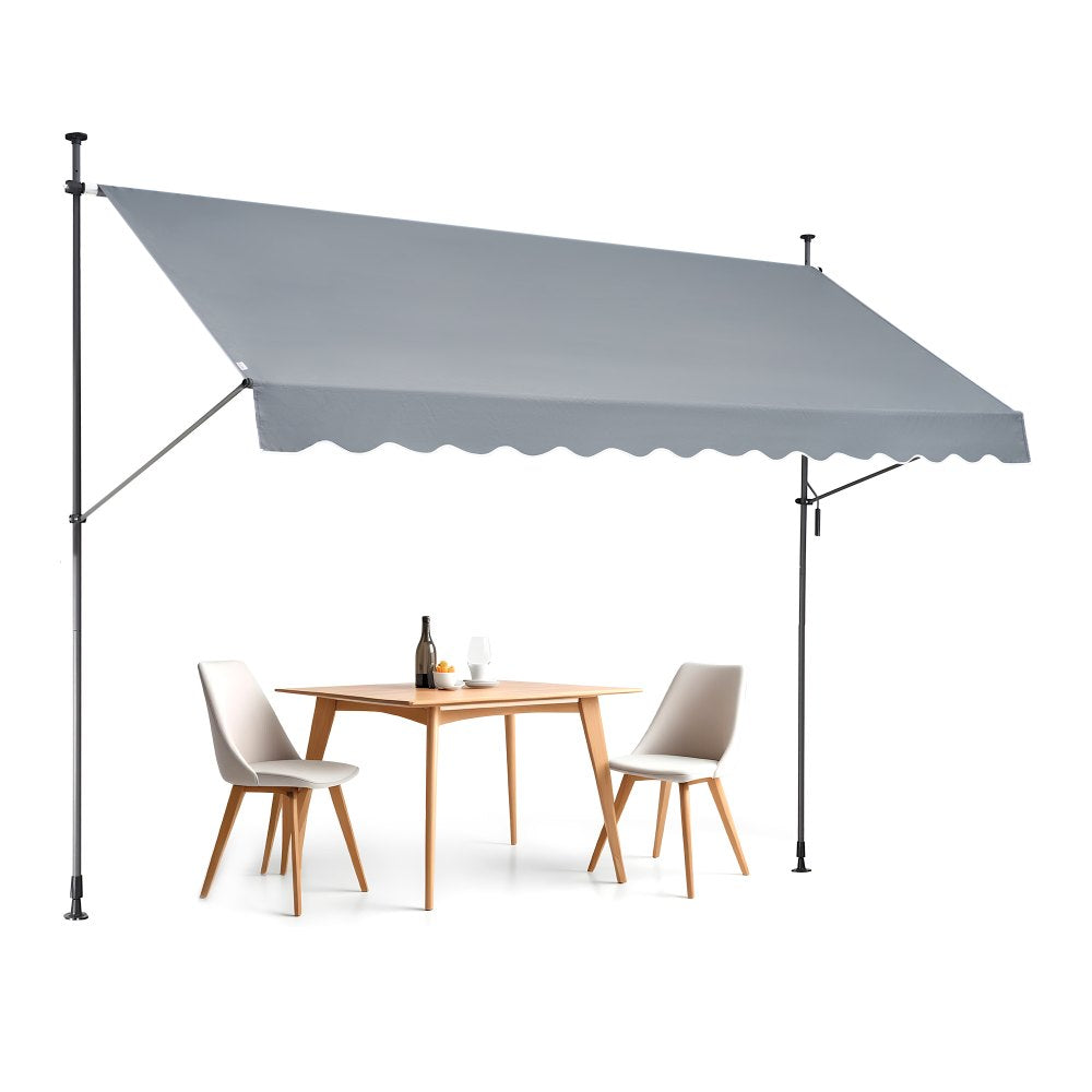 138x47" Patio Awning Retractable Awning Sunshade Shelter with Crank Handle