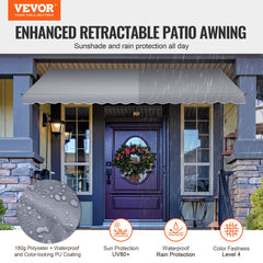 157x47" Patio Awning Retractable Awning Sunshade Shelter with Crank Handle