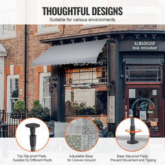 157x47" Patio Awning Retractable Awning Sunshade Shelter with Crank Handle