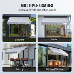 Manual Retractable Awning, 78" Outdoor Retractable Patio Awning Sunshade Shelter, Adjustable Patio Door Window Awning Canopy with 39" Sun Shade Curtain for Backyard, Garden, Balcony