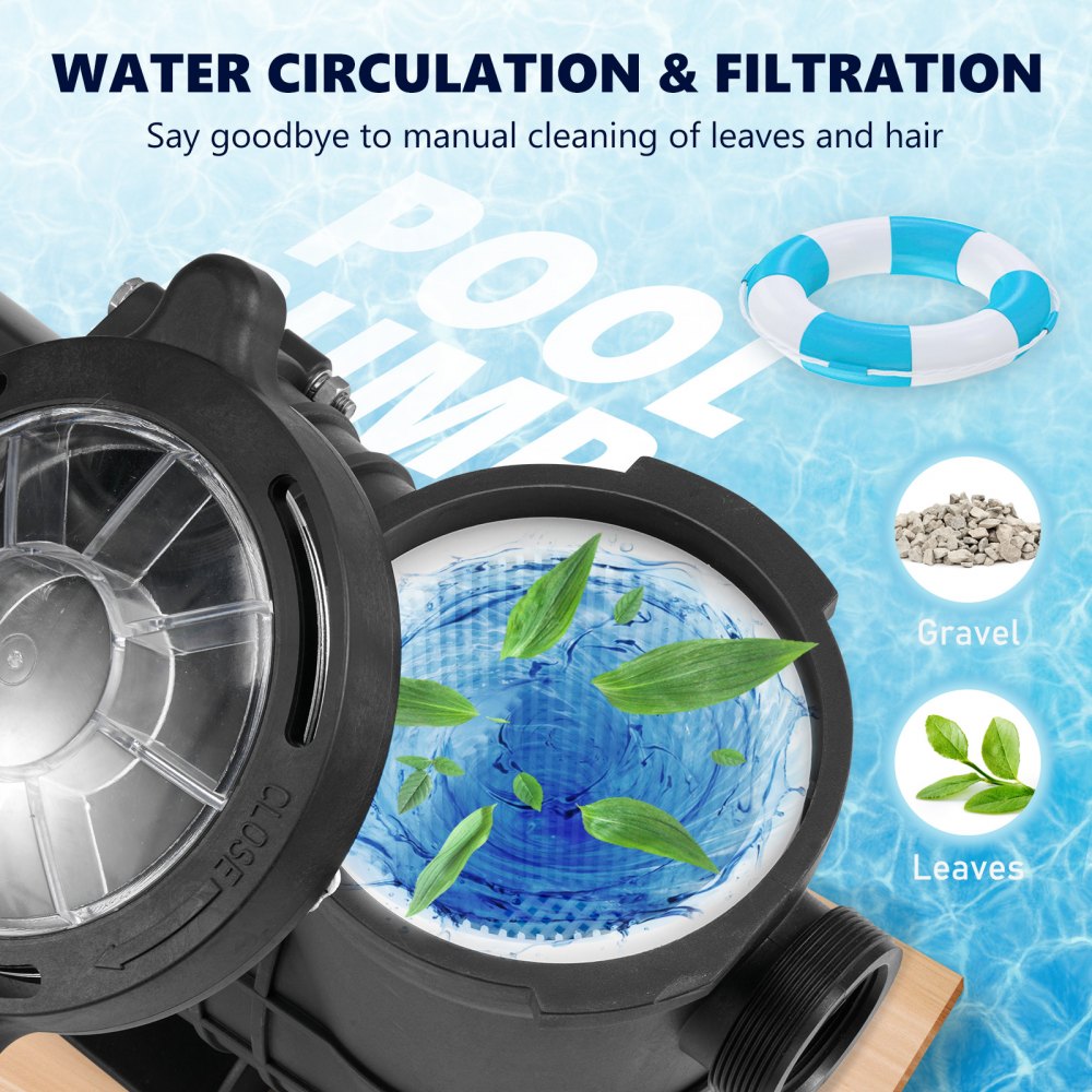 Pool Pump 1.5HP 230V, Variable Dual Speed Pumps 1100W for Above Ground Pool, Strainer Filter Basket, 5400 GPH Max. Flow, Energy Saving Swimming Pool Pump