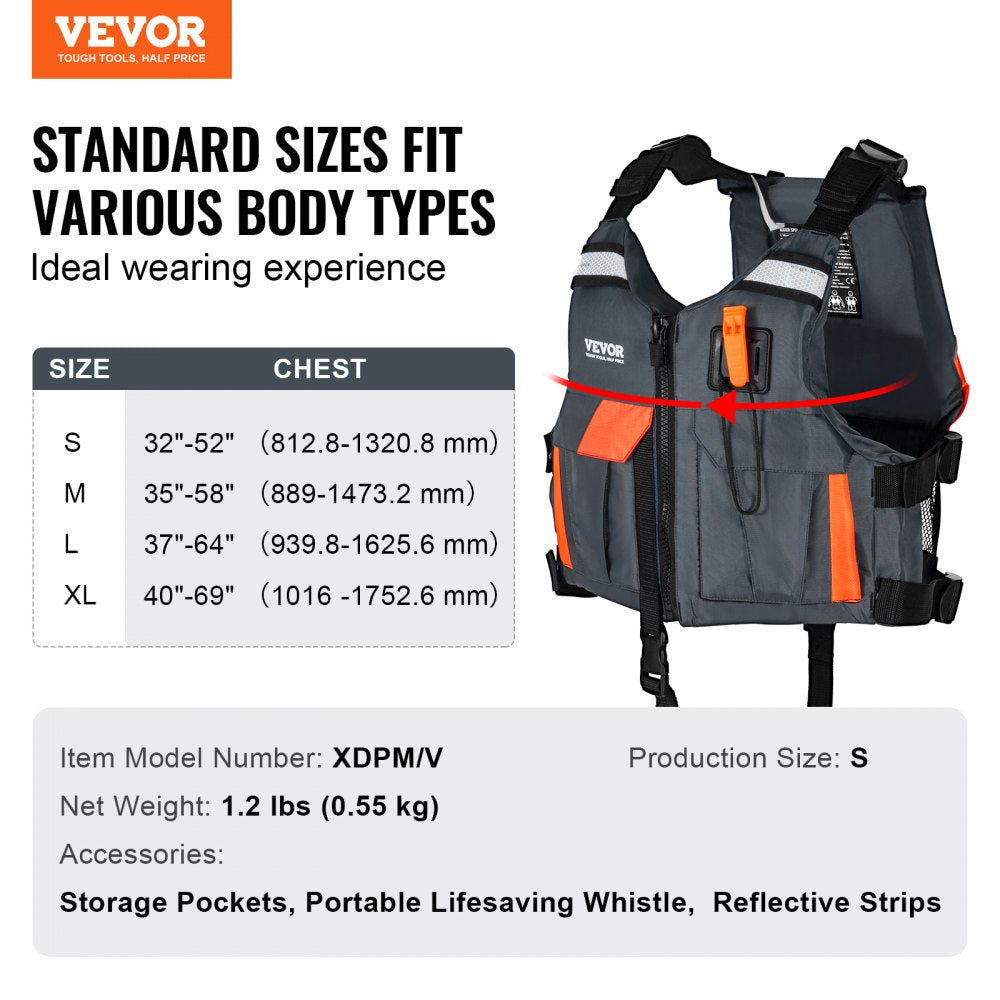 Watersports Life Vest PFD 80N Buoyancy Life Jacket for Men & Women S