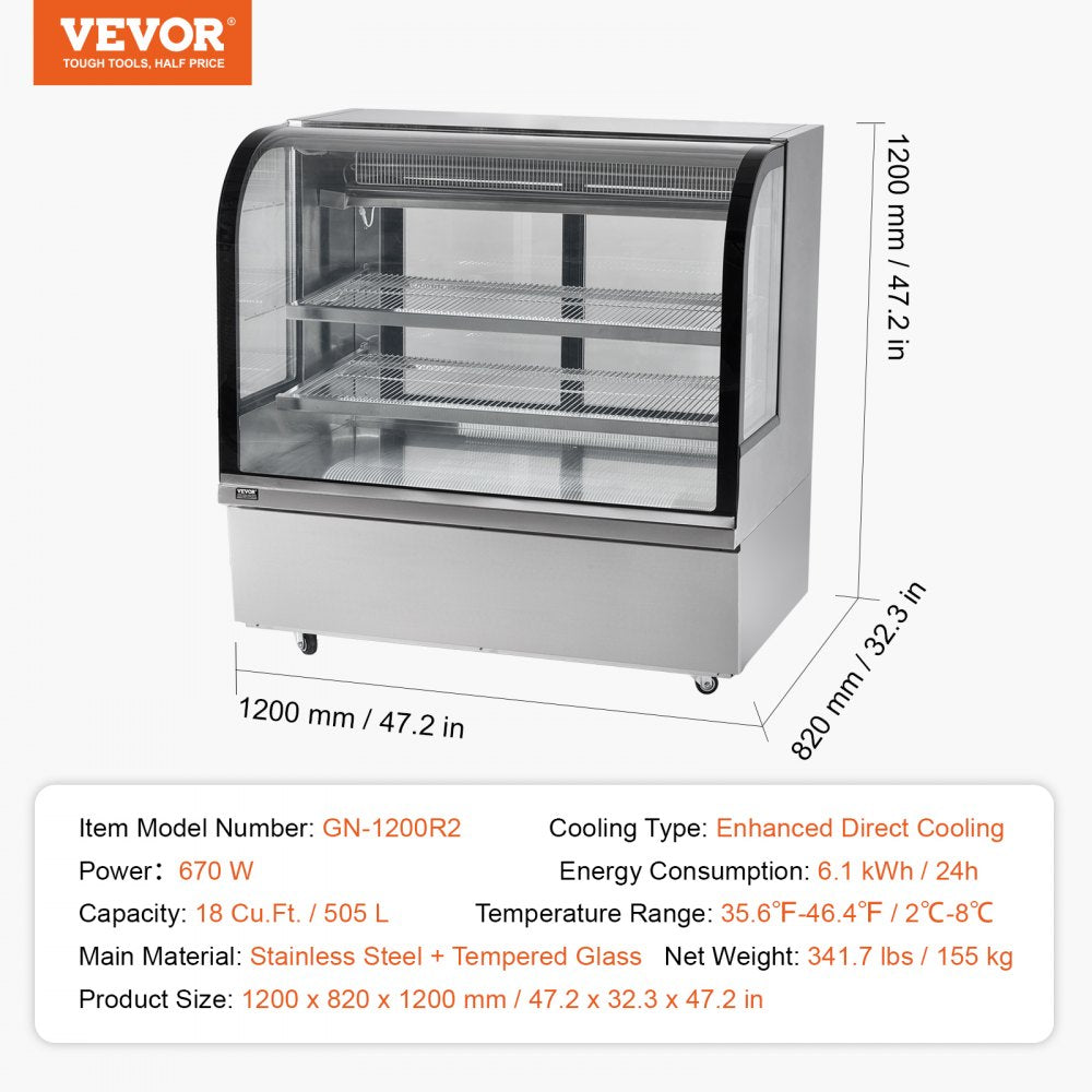Refrigerated Display Case Bakery Display Fridge Case 18 cu ft/505L 2-Tier
