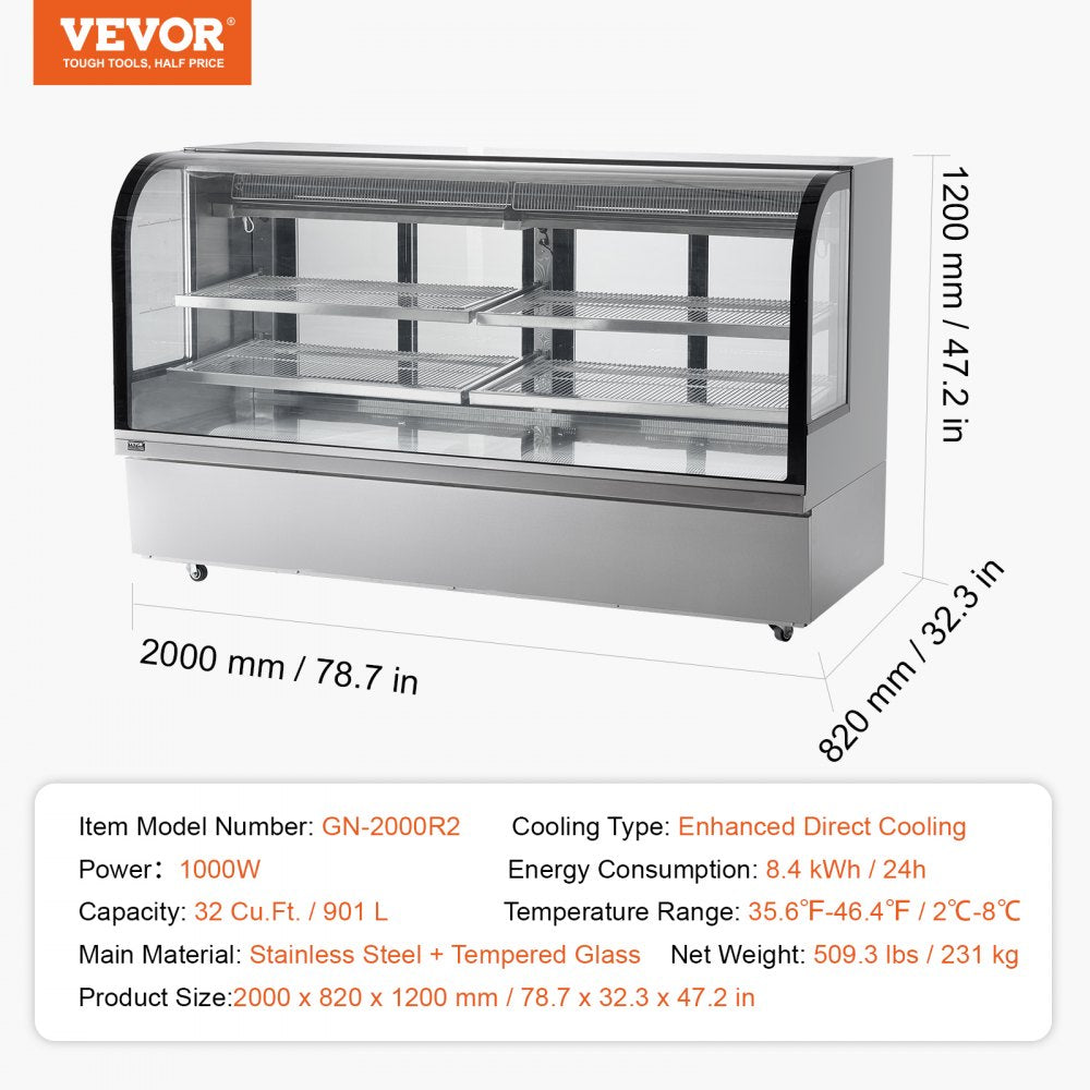 Refrigerated Display Case Bakery Display Fridge Case 32 cu ft/901L 4-Tier