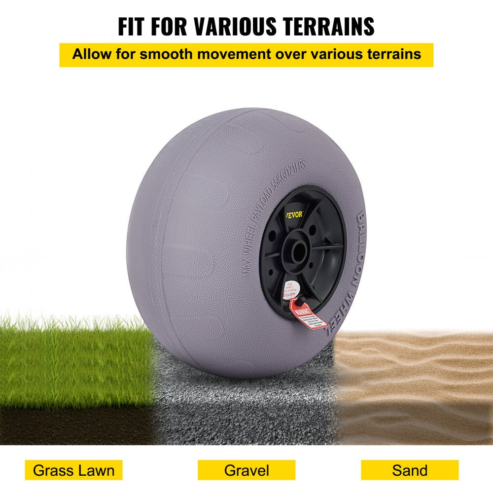Beach Balloon Wheels, 13" Replacement Sand Tires, TPU Cart Tires for Kayak Dolly, Canoe Cart and Buggy w/Free Air Pump, 2-Pack