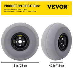 Beach Balloon Wheels, 9" Replacement Sand Tires, PVC Cart Tires for Kayak Dolly, Canoe Cart and Buggy w/Free Air Pump, 2-Pack