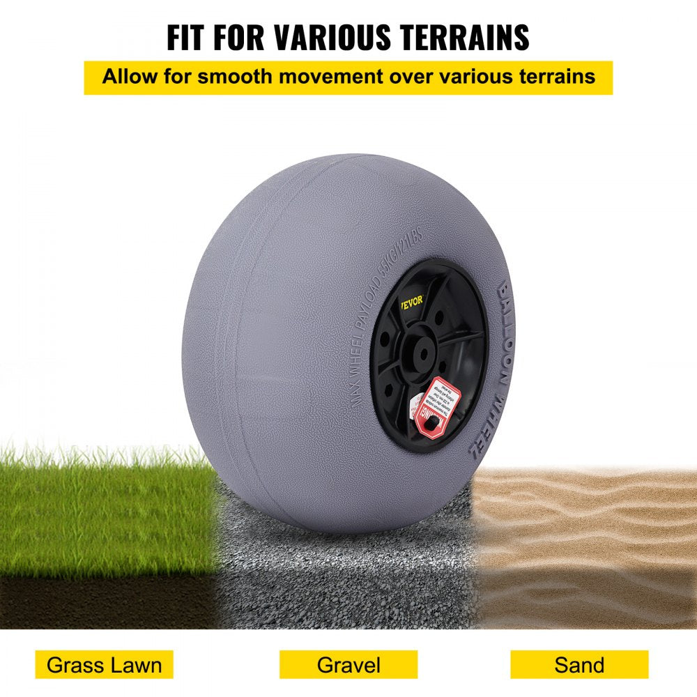 Beach Balloon Wheels, 13" Replacement Sand Tires with 32" Stainless Steel Axle, TPU Cart Tires for Kayak Dolly, Canoe Cart and Buggy w/Free Air Pump, 2-Pack