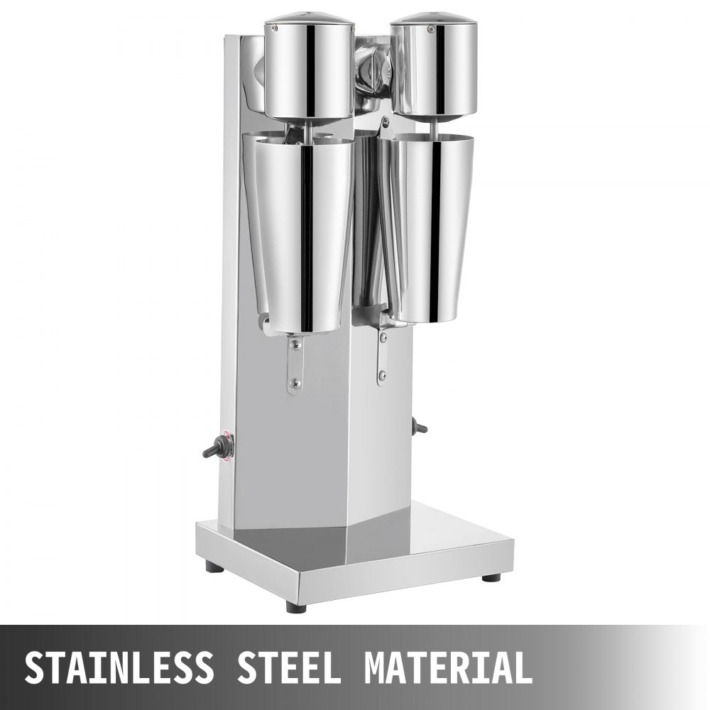 Milkshake Maker Kit, Stainless Steel Electric Milkshake Maker, 180W Milkshake Machine, Double Head Classic Milkshake Maker with 800ml Cup, Silver Milkshake Maker Machine, 2 Speed Adjustable