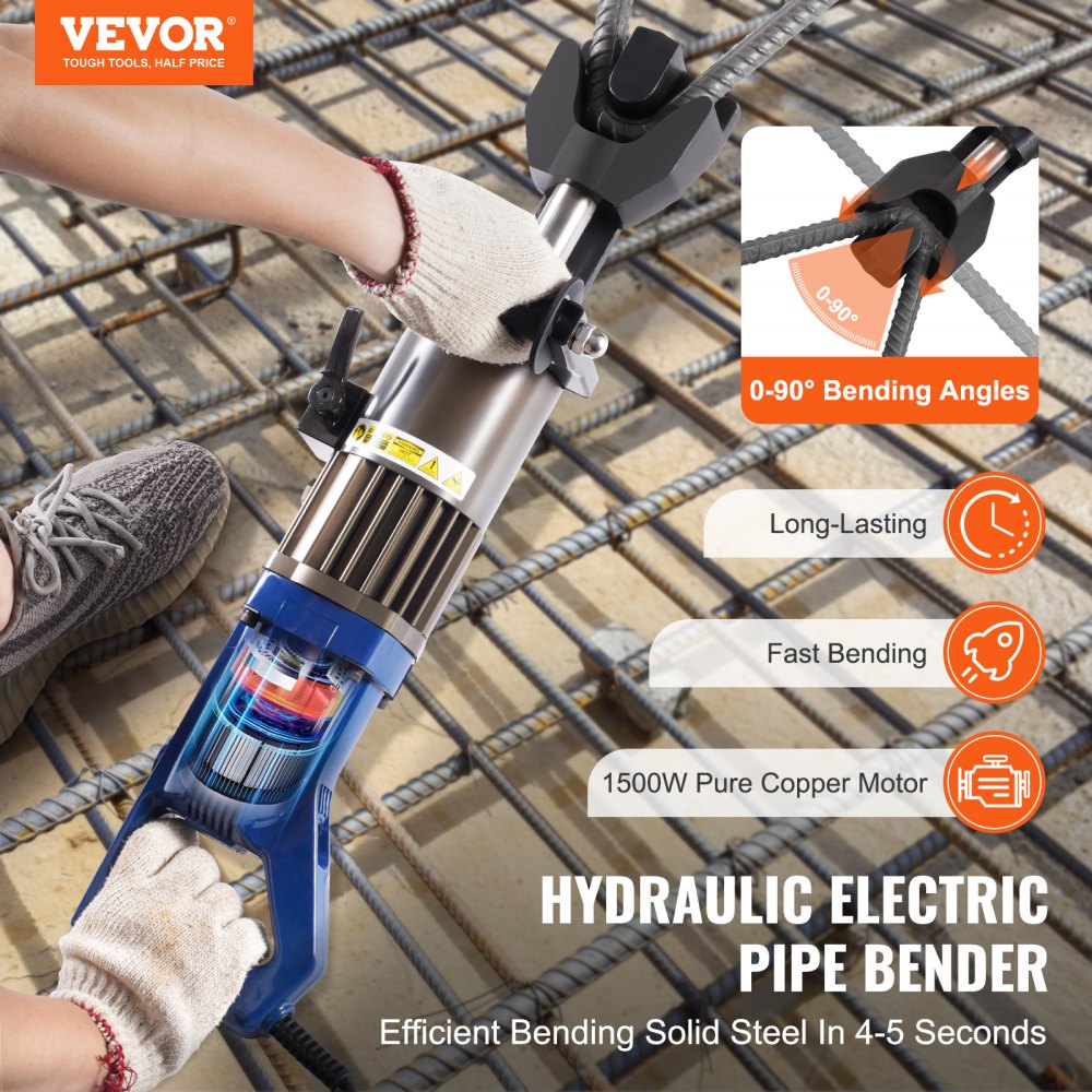1500W Electric Hydraulic Rebar Bender up to 3/4 Inch #6 (6-20mm) Rebar