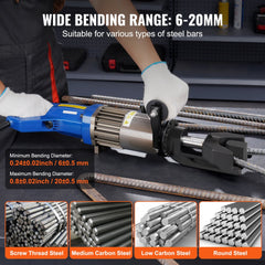 1500W Electric Hydraulic Rebar Bender up to 3/4 Inch #6 (6-20mm) Rebar