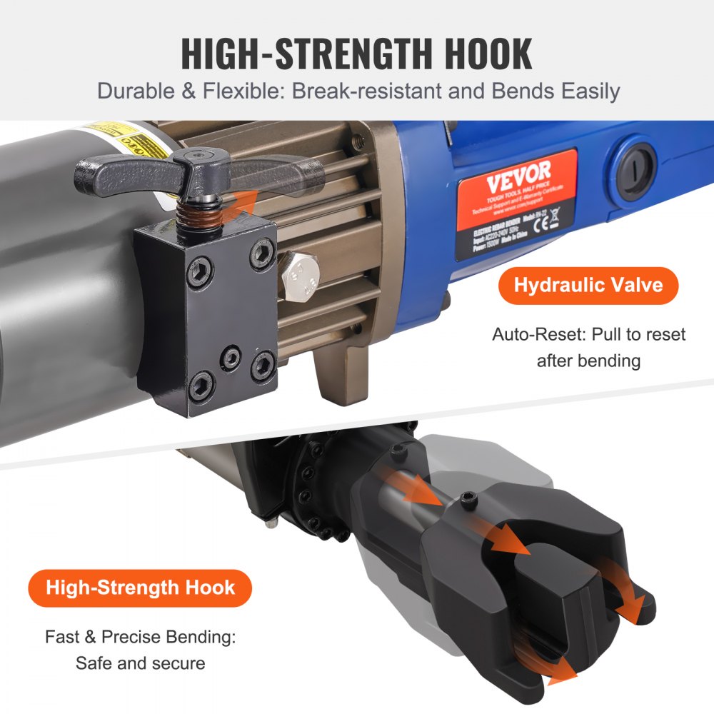 1500W Electric Hydraulic Rebar Bender up to 3/4 Inch #6 (6-20mm) Rebar
