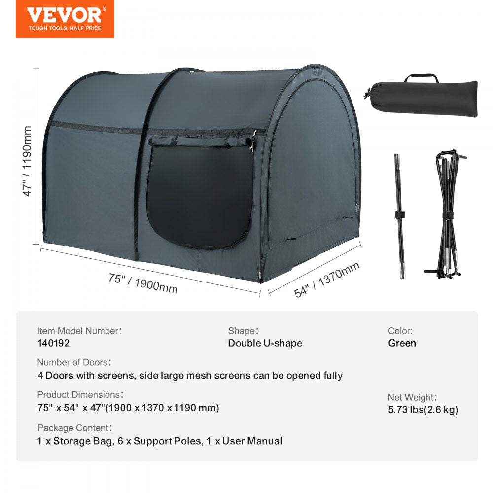 4 Doors Bed Tent Breathable Tent Light Blackout with 0.28 in Fiber Poles