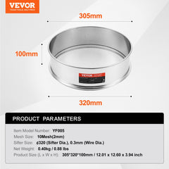 Flour Sieve Fine Mesh Stainless Steel 10 Mesh Flour Sifter for Baking Cake