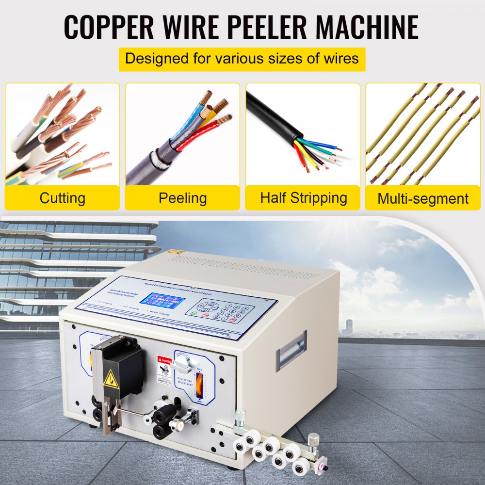 SWT508-SD Computer Wire Cutting Stripping Peeling Machine 0.1-4.5mm² Automatic Wire Cutter Stripper 1-9999 mm Cutting Length Wire Stripping Machine