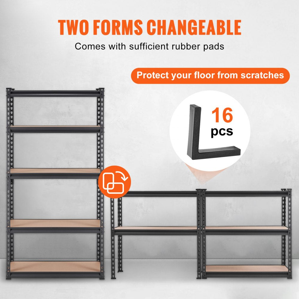 Storage Shelving Unit, 5-Tier Adjustable, 2000 lbs Capacity, Heavy Duty Garage Shelves Metal Organizer Utility Rack, Black, 30" L x 12" W x 60" H for Kitchen Pantry Basement Bathroom Laundry