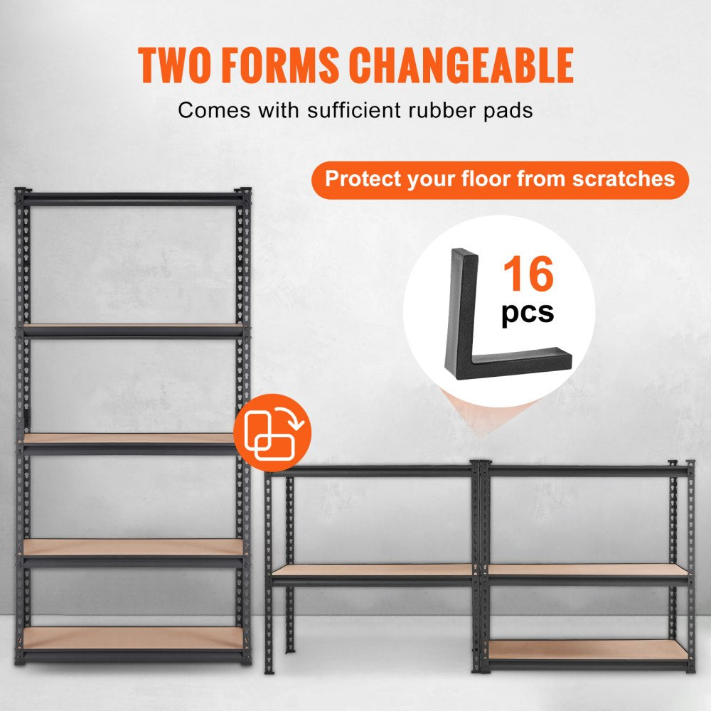 Storage Shelving Unit, 5-Tier Adjustable, 2000 lbs Capacity, Heavy Duty Garage Shelves Metal Organizer Utility Rack, Black, 36" L x 18" W x 72" H for Kitchen Pantry Basement Bathroom Laundry