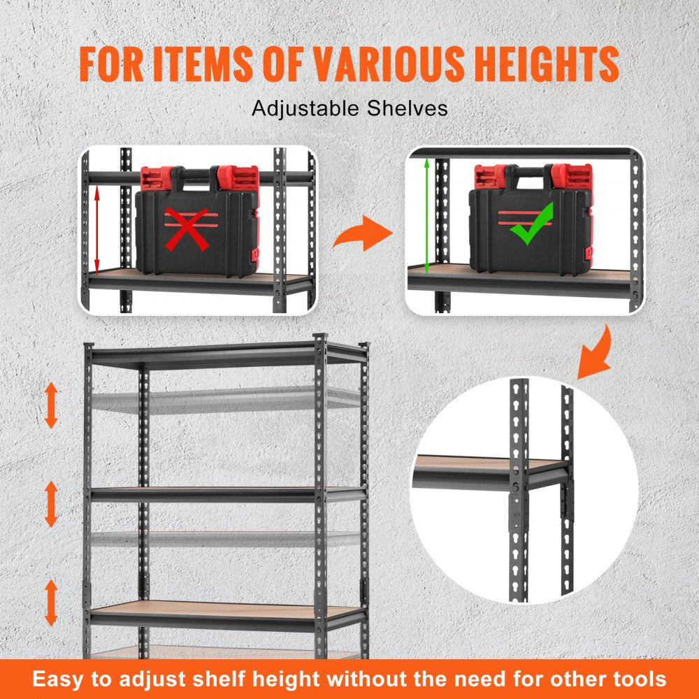 Storage Shelving Unit, 5-Tier Adjustable, 2000 lbs Capacity, Heavy Duty Garage Shelves Metal Organizer Utility Rack, Black, 36" L x 18" W x 72" H for Kitchen Pantry Basement Bathroom Laundry