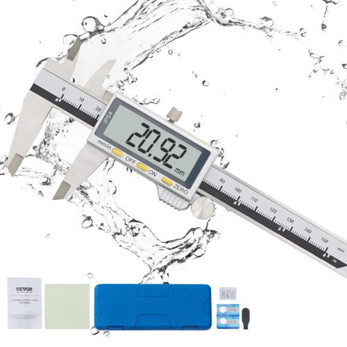 Digital Caliper, Calipers Measuring Tool 0-6", Electronic Micrometer Caliper with Large LCD Screen, IP54 Waterproof & 4 Measurement Modes, Inch and Millimeter Conversion, Two Batteries Included
