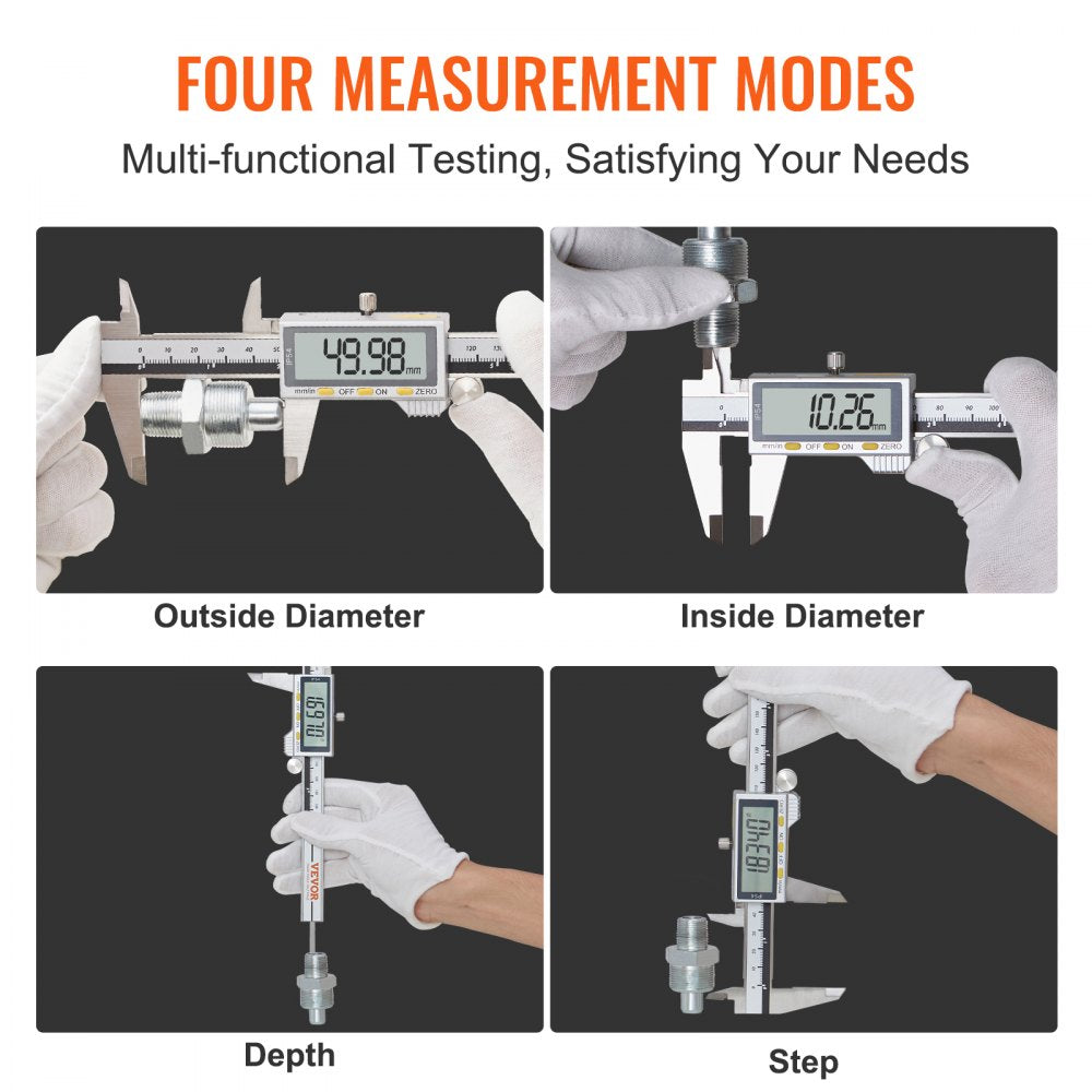 Digital Caliper, Calipers Measuring Tool 0-6", Electronic Micrometer Caliper with Large LCD Screen, IP54 Waterproof & 4 Measurement Modes, Inch and Millimeter Conversion, Two Batteries Included