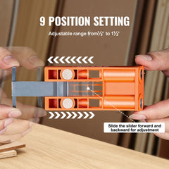 Pocket Hole Jig, 56 Pcs Mini Jig Pocket Hole System with 9" C-clamp, Step Drill, Wrench, Square Drive Bit, Drill Stop Ring, and Screws, for DIY Carpentry Projects
