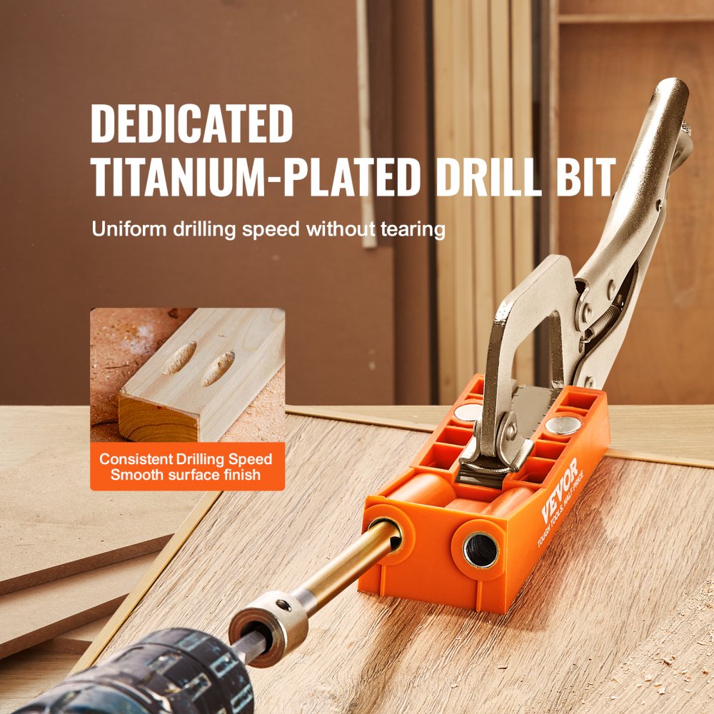 Pocket Hole Jig, 56 Pcs Mini Jig Pocket Hole System with 9" C-clamp, Step Drill, Wrench, Square Drive Bit, Drill Stop Ring, and Screws, for DIY Carpentry Projects