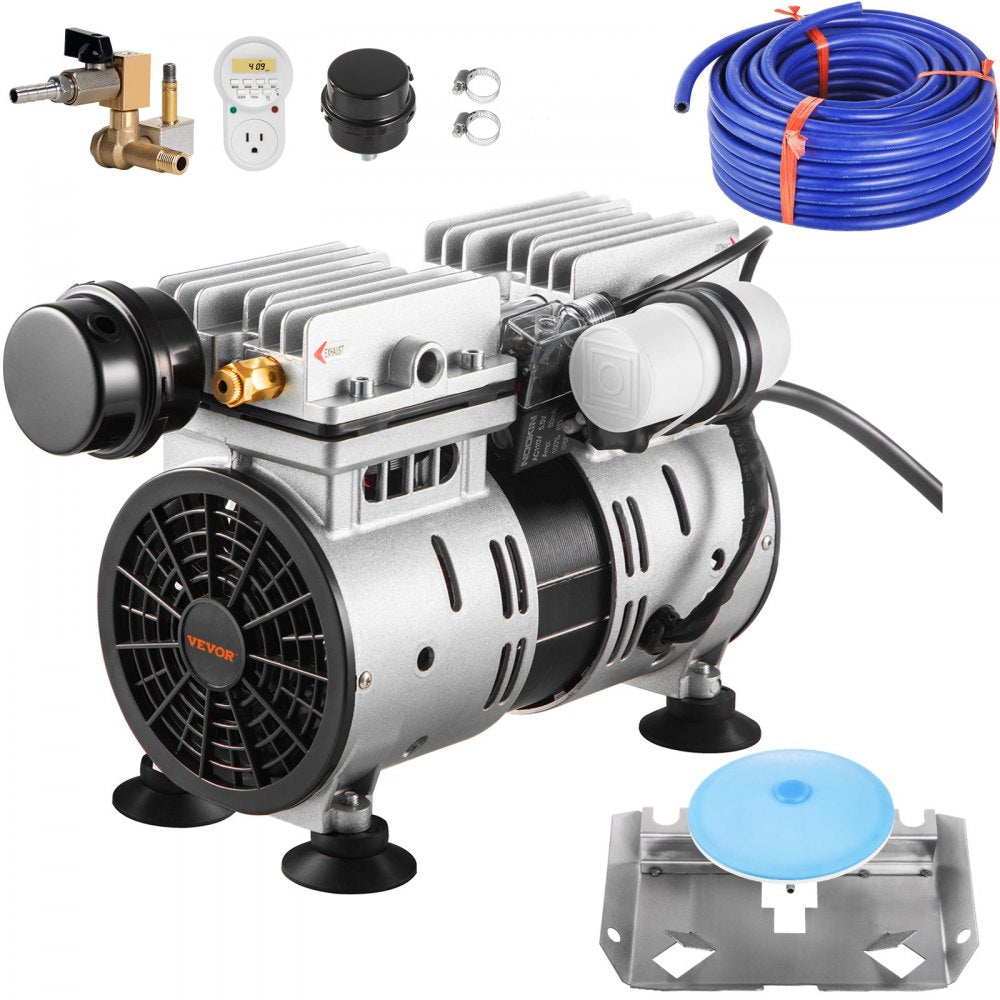 Pond Aerator, 550W Power 5.2CFM for Up to 1 Acre 50` Lake Includes 3/4 HP 100` Weighted Tubing & Diffuser, Air Compressor for Deep Water Oxygen Circulation, 1 Diffuser, Black