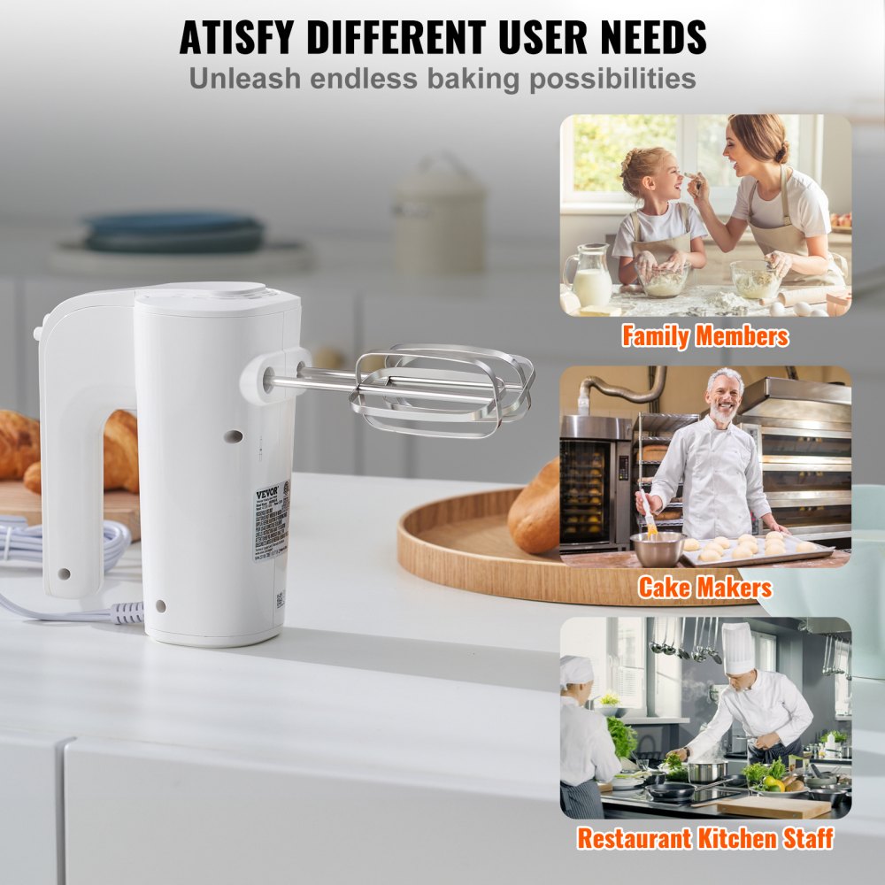 Digital Electric Hand Mixer, 5-Speed, 200W Portable Electric Handheld Mixer, with Turbo Boost Beaters Dough Hooks Whisks Storage Bag, Baking Supplies for Whipping Mixing Egg Cookie Cake Cream