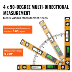 A 24-inch aluminum magnetic digital torpedo level with 0-360 degree display and 0.05 degree accuracy.