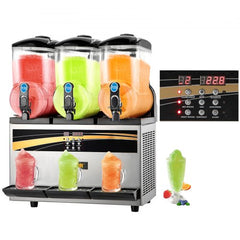 Commercial Slushy Machine, 3x15L Tank Commercial Margarita Maker, 1200W Stainless Steel Frozen Drink Machine, Temperature Adjustment 26.6°F to 28.4°F, Perfect for Restaurants Cafes Bars