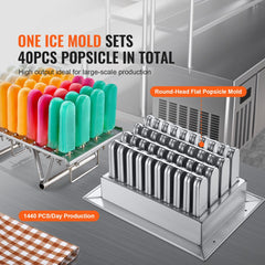 Commercial Popsicle Machine Single Mold Set - 40 PCS Ice Pops Lolly Maker