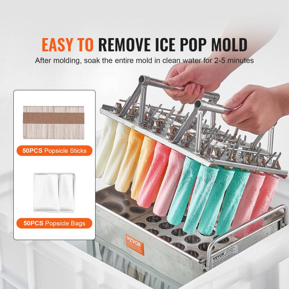 Commercial Popsicle Molds 40PCS Cylindrical Ice Pop Molds Stainless Steel