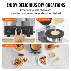 Electric Ice Cream Cone Maker Commercial Waffle Cone Egg Roll 1230W