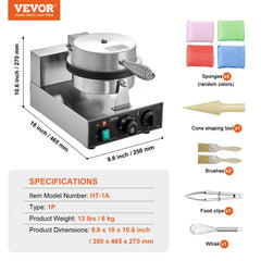 Electric Ice Cream Cone Maker Commercial Waffle Cone Egg Roll 1230W