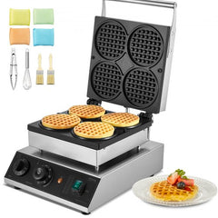 4PCS Commercial Waffle Maker Round Waffle Iron Machine 1750W Non-Stick