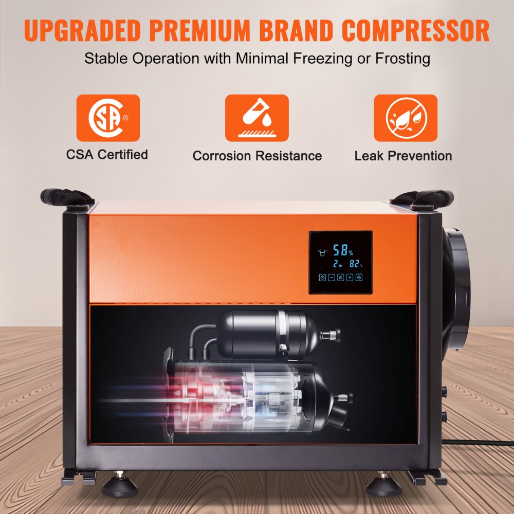 125 Pints Commercial Dehumidifier with Drain Hose for Crawl Spaces, Basements Warehouse & Job Sites, Large Capacity Dehumidifier for Water Damage Restoration, Auto Defrost, CSA Listed