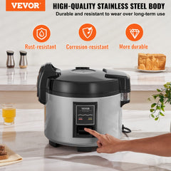 Commercial Rice Cooker 60-Cup Non-Stick Pot 13L 12H Keep Warm Restaurant