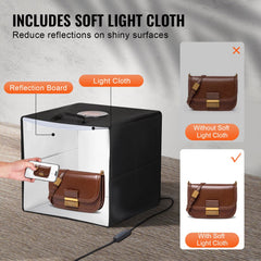 12" x 12" Photo Studio Light Box 3000-5600K 6 Double-Sided Color Backdrops