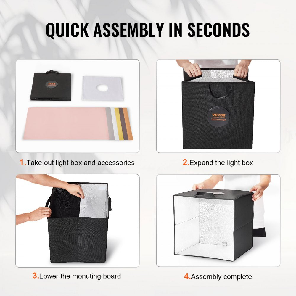 12" x 12" Photo Studio Light Box 3000-5600K 6 Double-Sided Color Backdrops