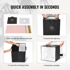 12" x 12" Photo Studio Light Box 3000-5600K 6 Double-Sided Color Backdrops
