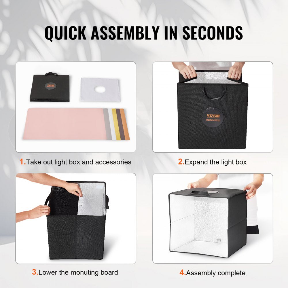 16" x 16" Photo Studio Light Box 3000-5600K 6 Double-Sided Color Backdrops
