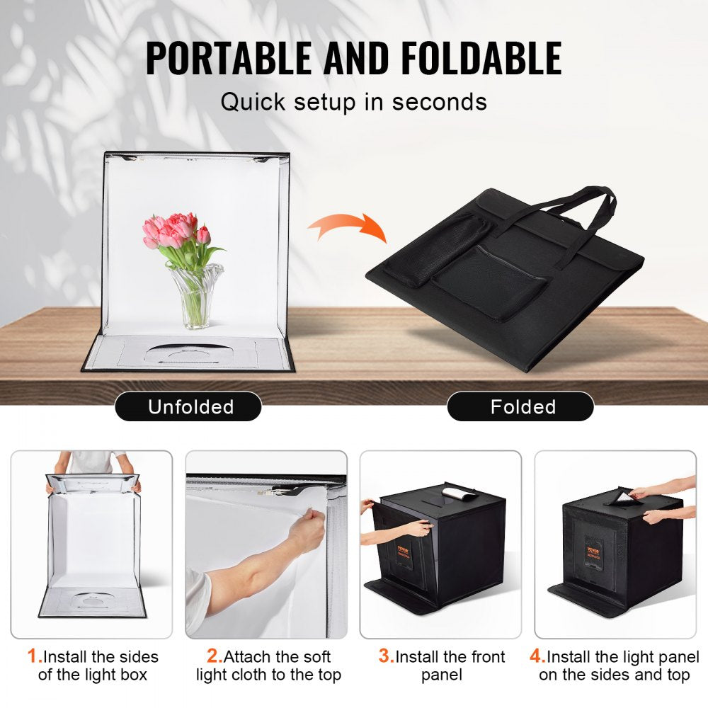 Photo Studio Light Box 20"x20" 3000-5600K Adjustable 3 Color Temperatures