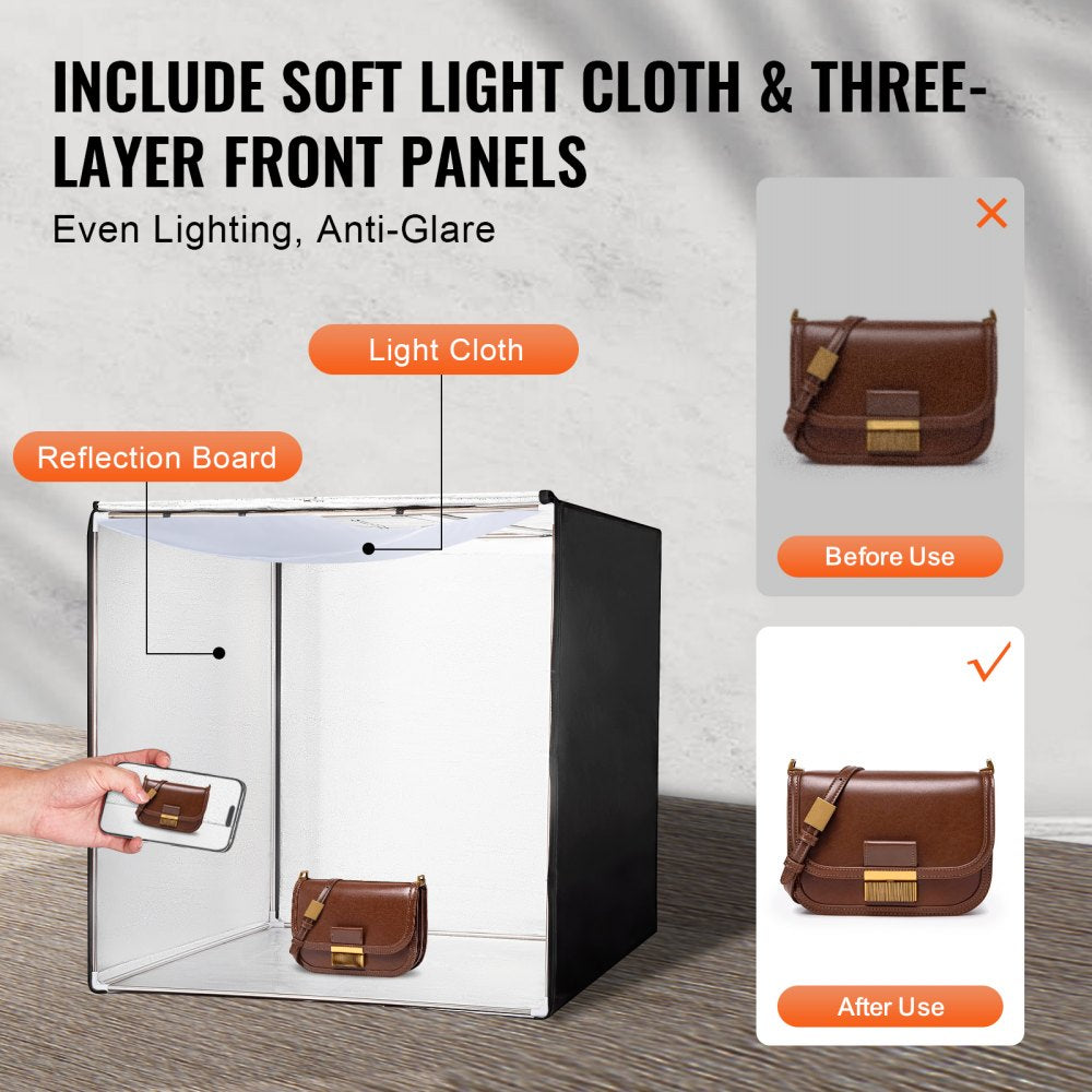 Photo Studio Light Box 32" x 32" 5600K with 210 LED Lights Power Adapter